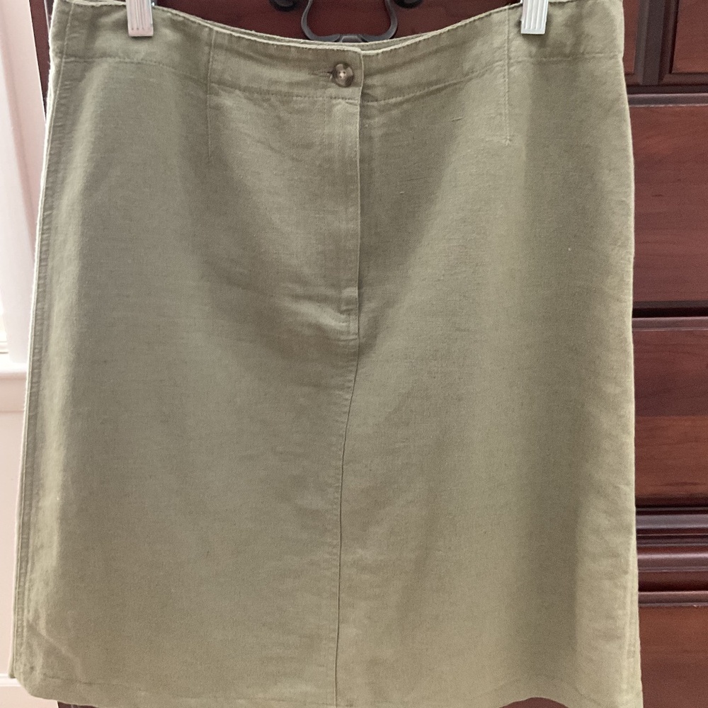 Talbots green linen skirt